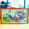Tranh Đá Quý Đào Hạc Đón Khách - AT015