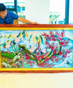 Tranh Đá Quý Đào Hạc Đón Khách - AT015