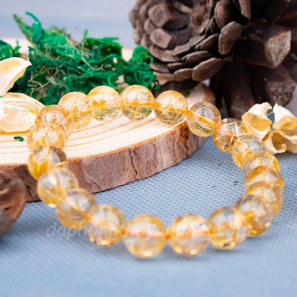 Vòng Tay Thạch Anh Tóc Vàng - 10mm - M674