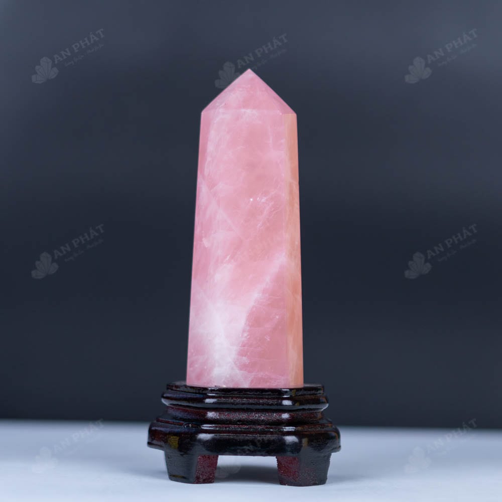 Trụ đá thạch anh hồng tự nhiên 100%