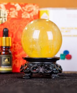 Quả Cầu Thạch Anh Vàng 2A Có Sao 0,4kg 011-0912A-0.4