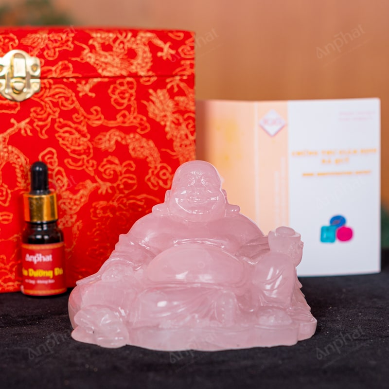 Tượng Phật Di Lặc Thạch Anh Hồng