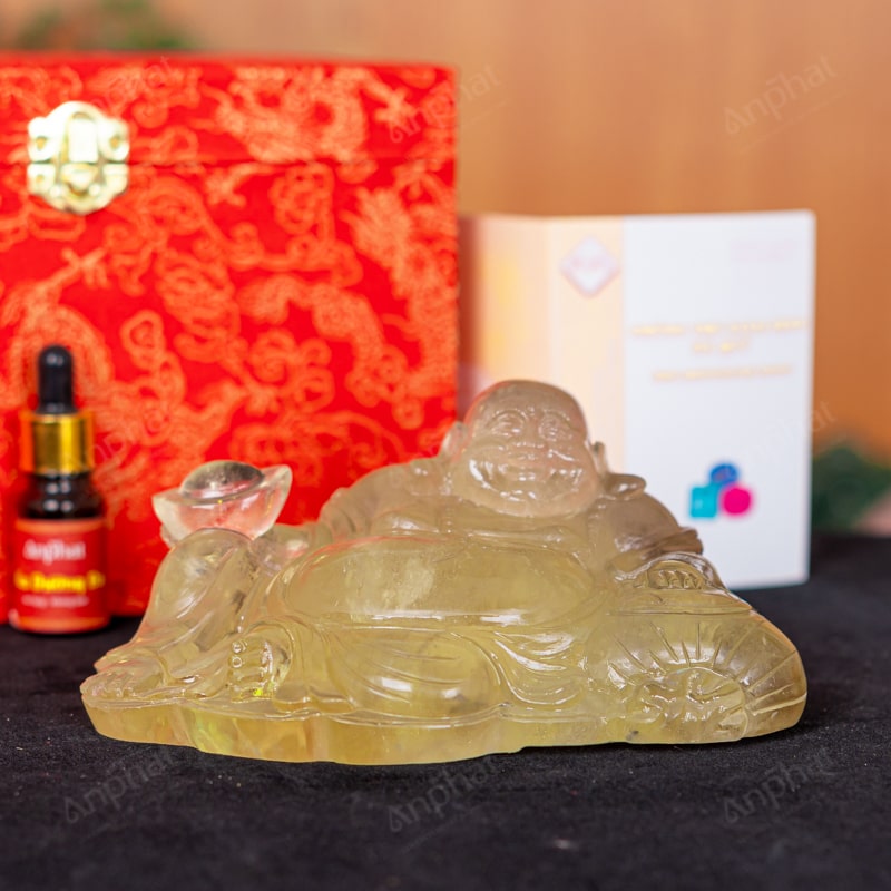 Tượng Phật Di Lặc Thạch Anh Vàng