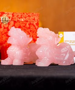 Cặp Tỳ Hưu Thạch Anh Hồng - 15cm - M0701