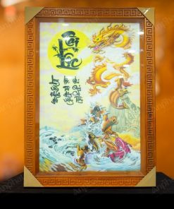 Tranh Đá Quý Cá Chép Hóa Rồng Tài Lộc - M3085