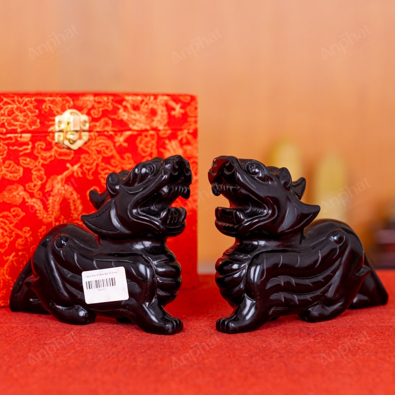 Cặp Tỳ Hưu Obsidian Đen 1A 15cm 047-0641A-15