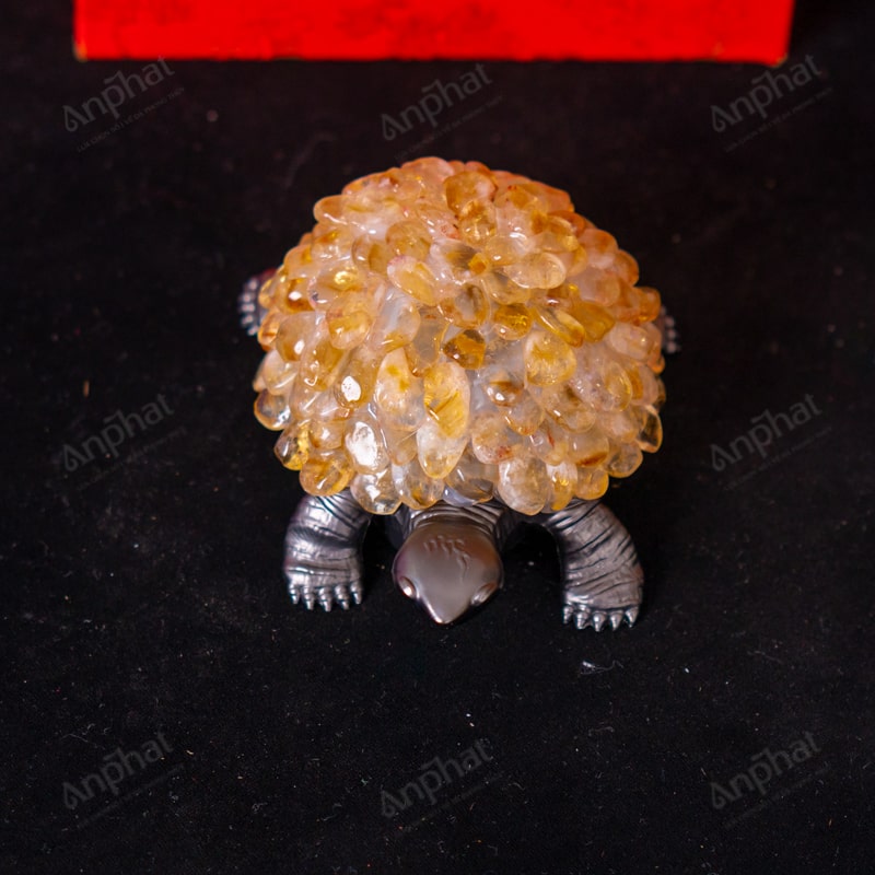 Rùa Tinh Thể Thạch Anh Vàng 1A 8cm 062-0911A-8