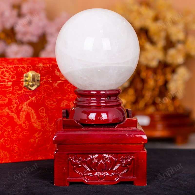 Quả Cầu Thạch Anh Trắng Dừa 2A 2,52kg 011-0882A-2.52