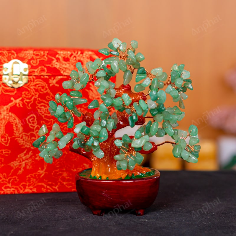 Cây Tài Lộc Đá Thạch Anh Xanh 18cm 018-093NHO-18