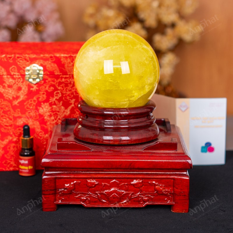 Quả Cầu Thạch Anh Vàng 5A 2,52kg 011-0915A-2,52
