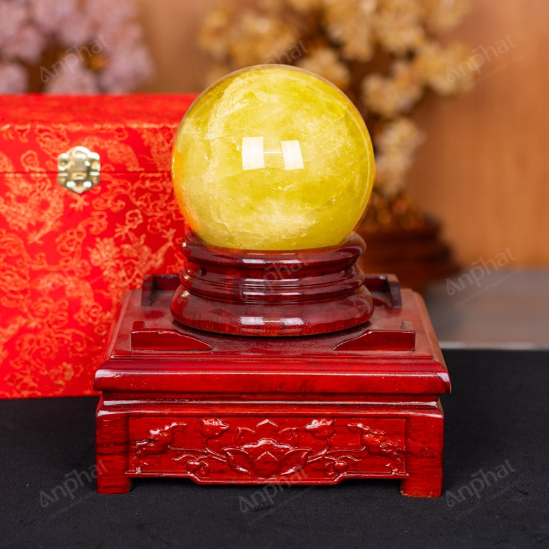 Quả Cầu Thạch Anh Vàng 5A 2,52kg 011-0915A-2,52