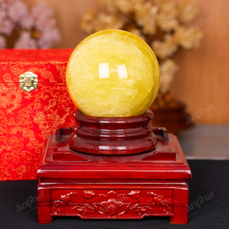 Quả Cầu Thạch Anh Vàng 5A Có Sao 3,08kg 012-0915A-3,08