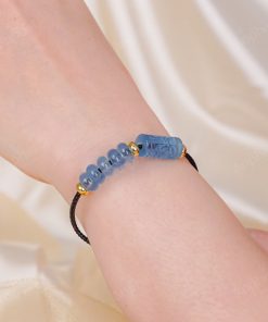 Vòng Tay Dây Cáp Đồng Điếu Aquamarine Xanh Biển Lu Thống 113-001C16-AP