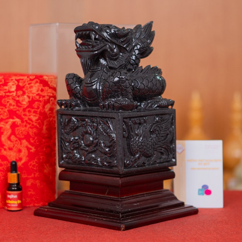 Ấn Rồng Sapphire Đen 1A 23cm 015-1161A-23