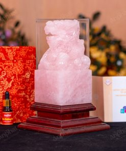 Ấn Rồng Thạch Anh Hồng 1A 18cm 015-0761A-18