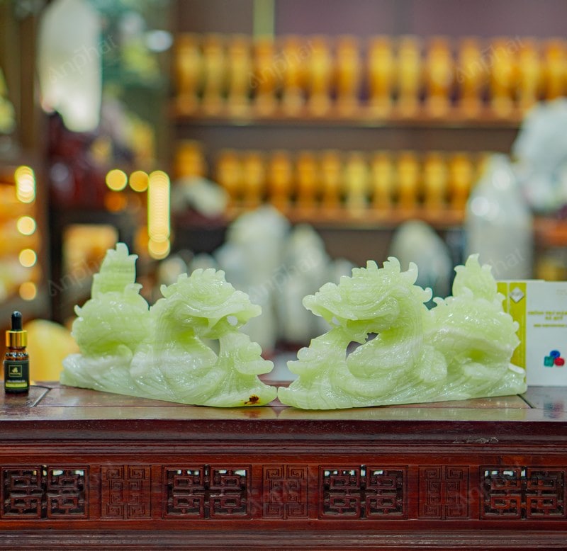 Cặp Tượng Rồng Onyx Xanh