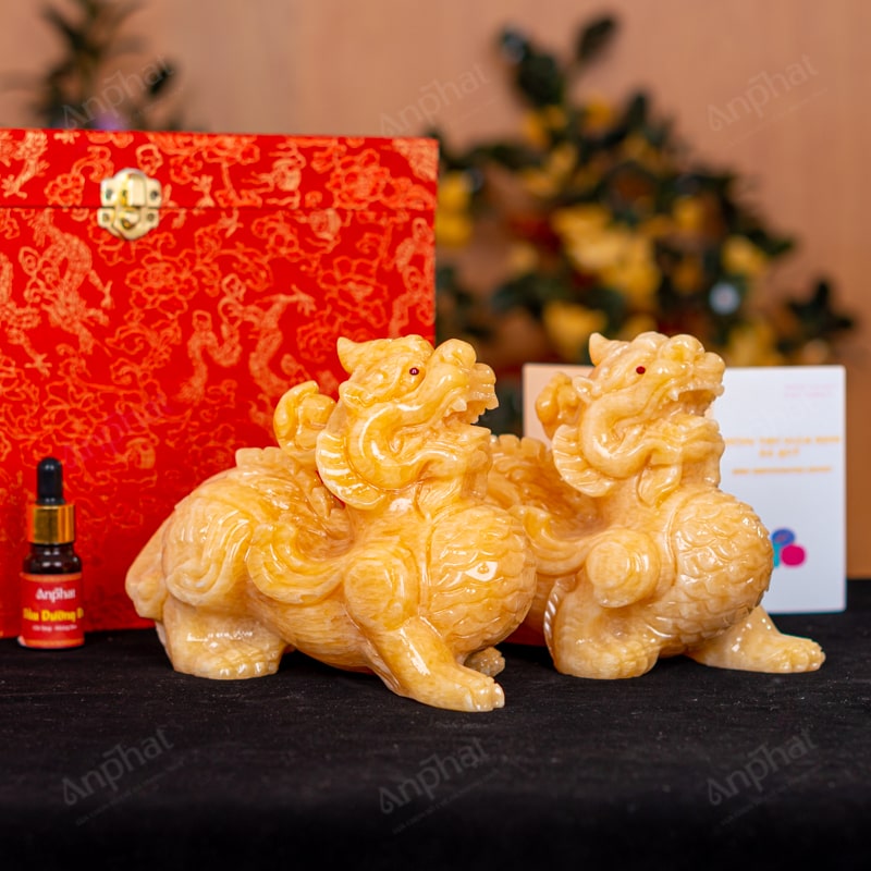 Cặp Tỳ Hưu Ngọc Hoàng Long Cánh Tiên