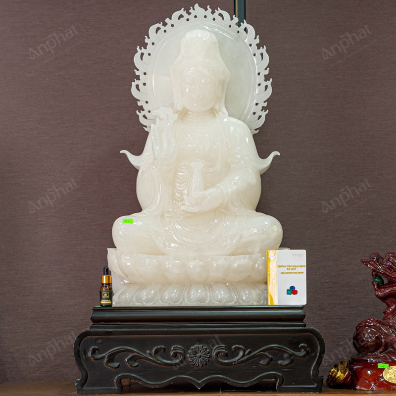 Tượng Phật Bà Quan Âm Onyx Trắng