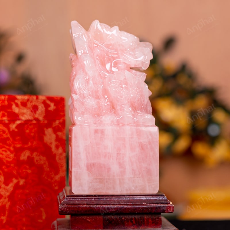 Ấn Rồng Thạch Anh Hồng