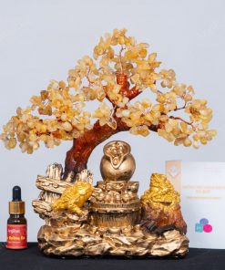 Cây Tài Lộc Thạch Anh Vàng Thiềm Thừ 28cm 018-091D08-28