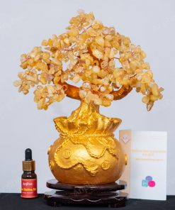 Cây Tài Lộc Thạch Anh Vàng Túi Tiền 26cm 018-091C06-26