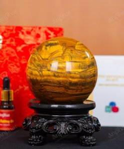 Quả Cầu Đá Mắt Hổ Vàng Nâu 3A 1,3kg 011-0413A-1,3