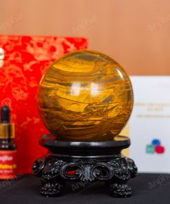 Quả Cầu Đá Mắt Hổ Vàng Nâu 3A 1,35kg 011-0413A-1,35