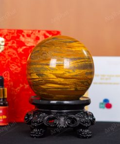 Quả Cầu Đá Mắt Hổ Vàng Nâu 3A 1,51kg 011-0413A-1,51