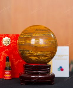 Quả Cầu Đá Mắt Hổ Vàng Nâu 3A 3,37kg 011-0413A-3,37