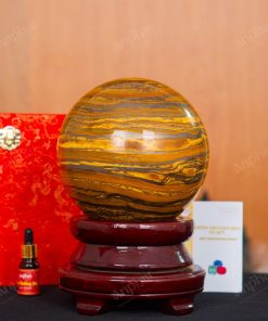 Quả Cầu Đá Mắt Hổ Vàng Nâu 3A 8,33kg 011-0413A-8,33