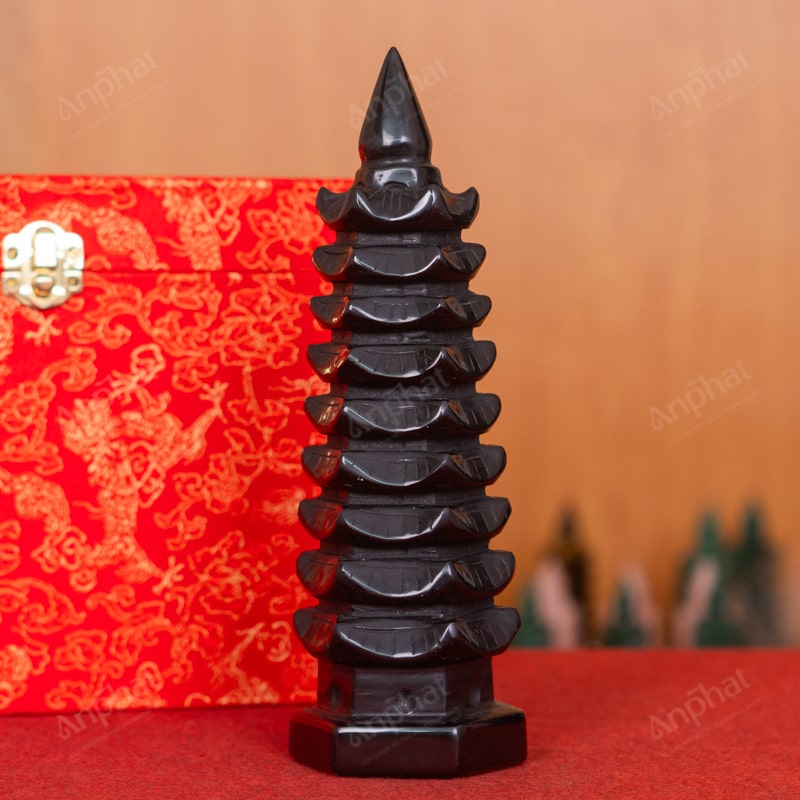 Tháp Văn Xương Obsidian Đen 1A 1,03kg 024-0641A-1,03