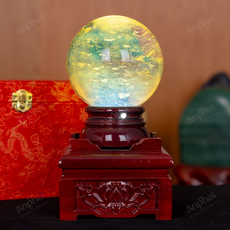 Quả Cầu Đá Núi Lửa Vàng 3A 1,83kg 011-0613A-1,83