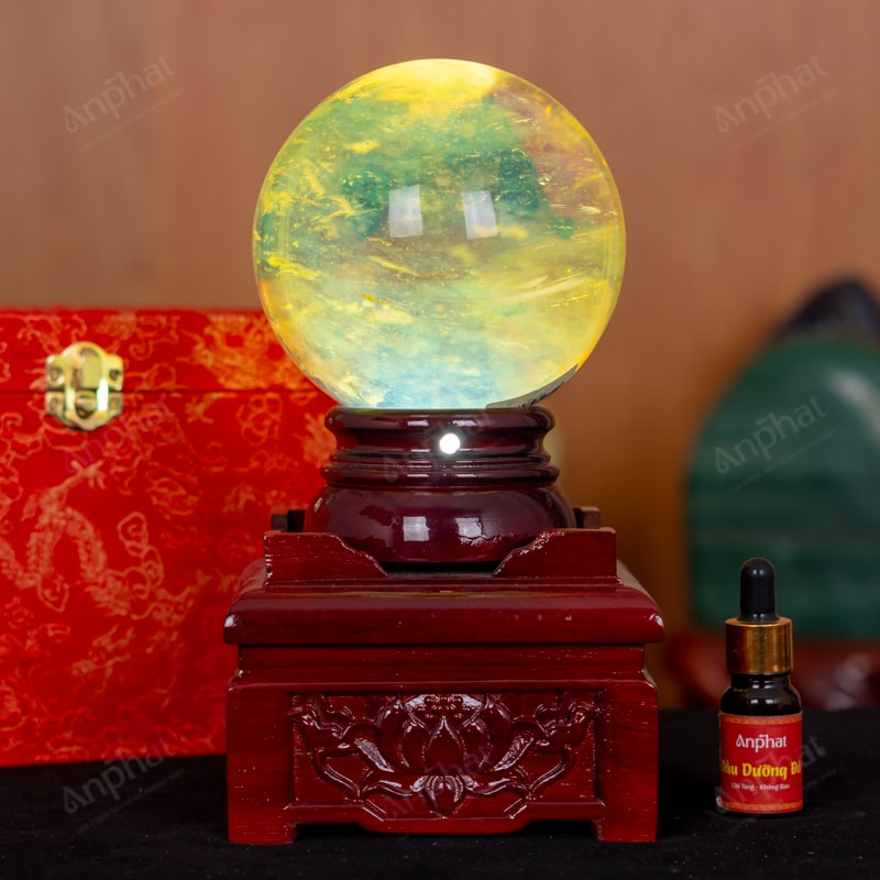 Quả Cầu Đá Núi Lửa Vàng 3A 1,83kg 011-0613A-1,83