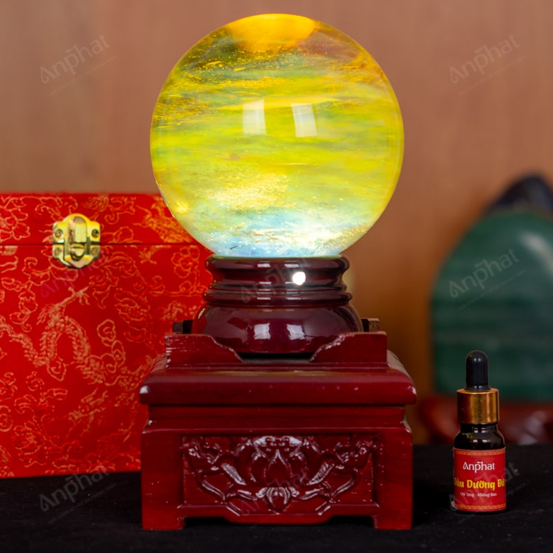 Quả Cầu Đá Núi Lửa Vàng 3A 2,34kg 011-0613A-2,34