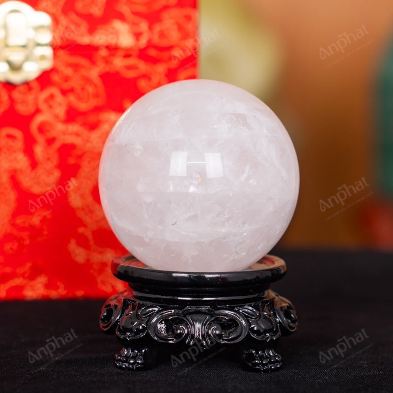 Quả Cầu Thạch Anh Trắng Dừa 2A 0,4kg 011-0882A-0,4