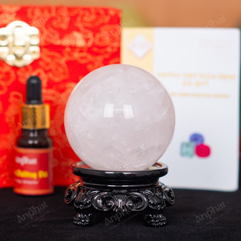 Quả Cầu Thạch Anh Trắng Dừa 2A 0,4kg 011-0882A-0,4