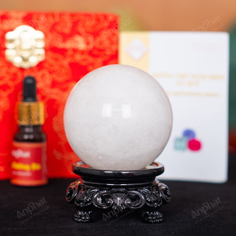 Quả Cầu Thạch Anh Trắng Dừa 2A 0,44kg 011-0882A-0,44