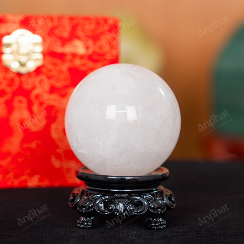 Quả Cầu Thạch Anh Trắng Dừa 2A 0,5kg 011-0882A-0,5