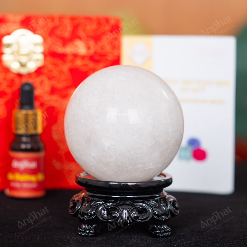 Quả Cầu Thạch Anh Trắng Dừa 2A 0,5kg 011-0882A-0,5