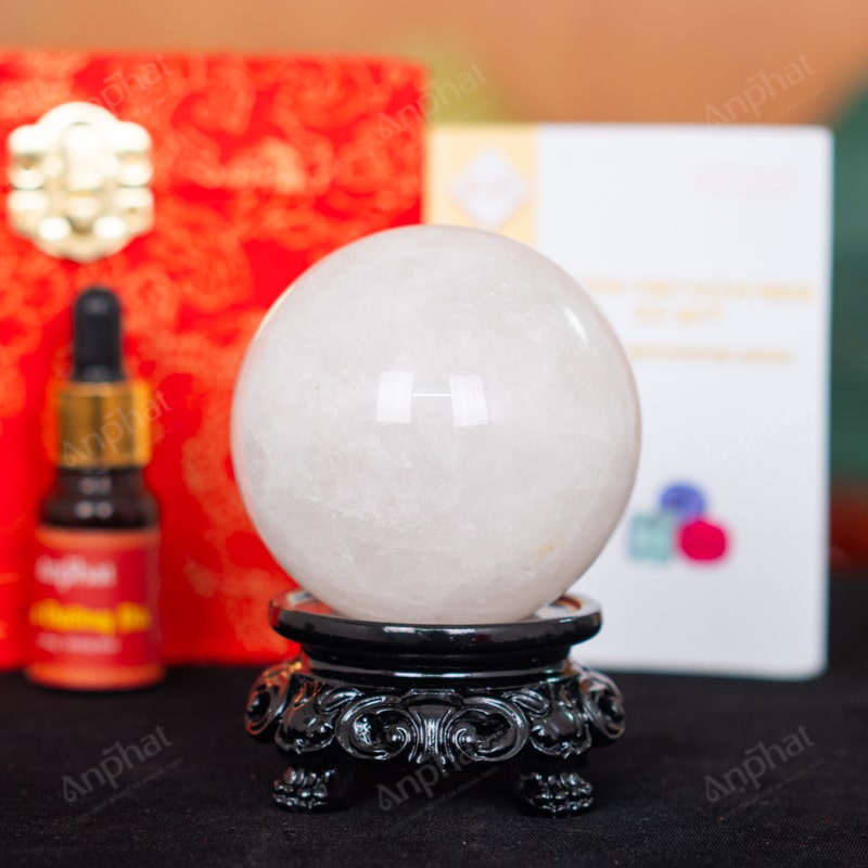 Quả Cầu Thạch Anh Trắng Dừa 2A 0,5kg 011-0882A-0,5