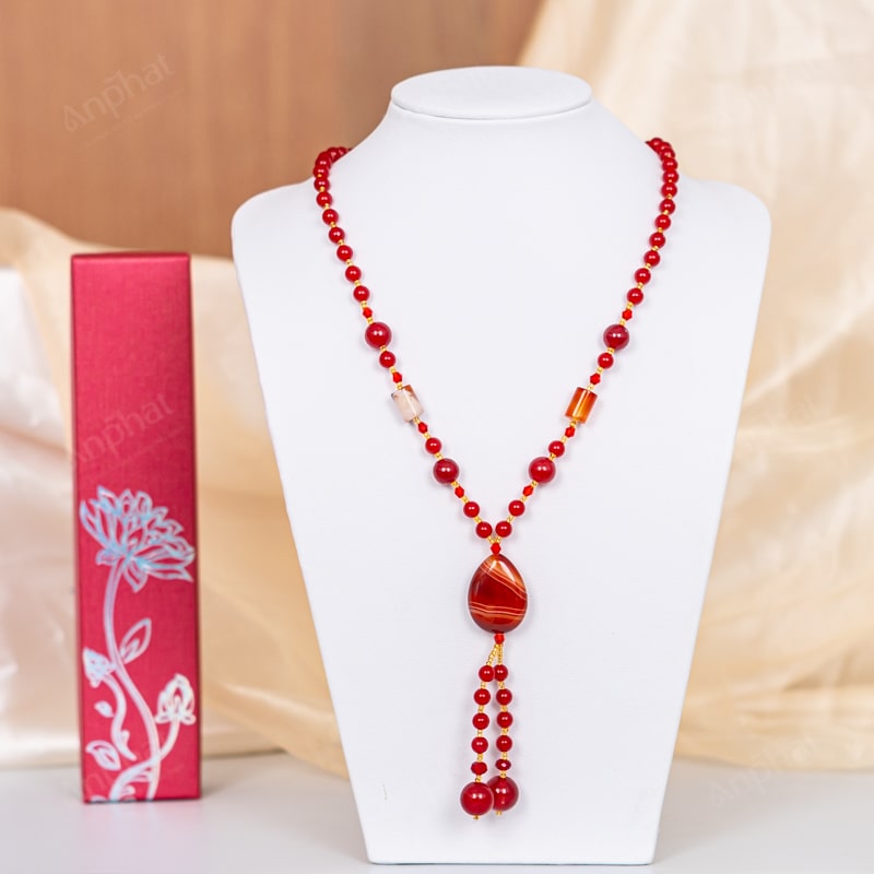 Vòng Cổ Mã Não Đỏ 1A 138-0281A-AP