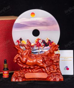 Đồng Điếu Đế Ngựa Onyx Trắng Mã Đáo Thành Công 20cm 142-053T25-20