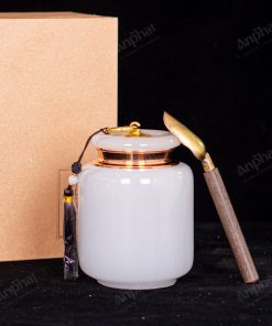 Hũ Đựng Trà Onyx Trắng Phát Tài 118-053PT-AP