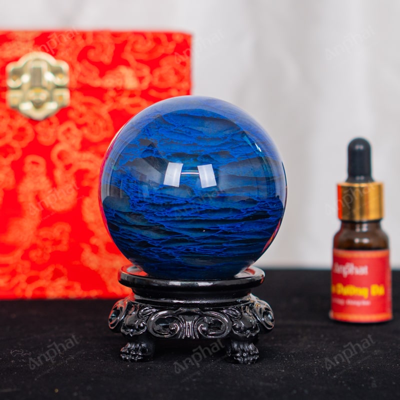 Quả Cầu Đá Núi Lửa Xanh Biển 4A 0,47kg 011-0624A-0,47