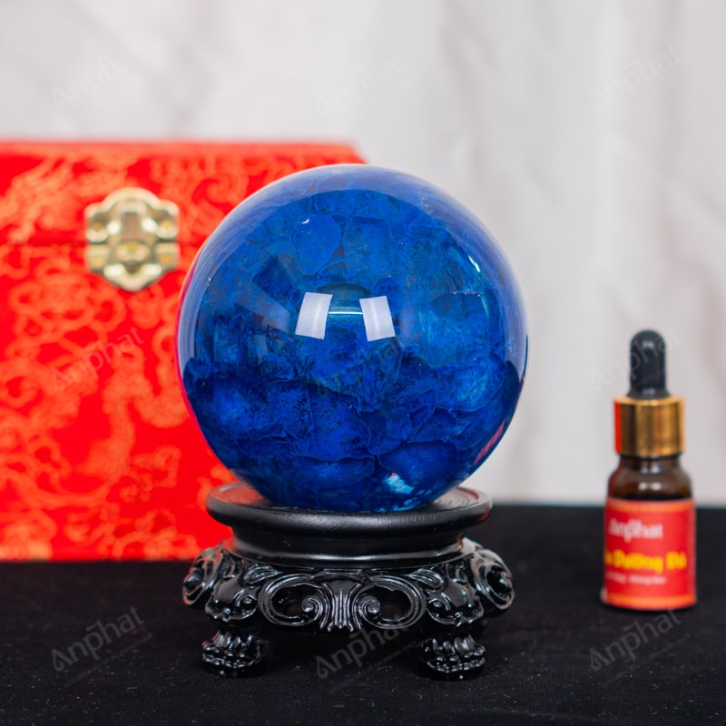 Quả Cầu Đá Núi Lửa Xanh Biển 4A 0,95kg 011-0624A-0,95