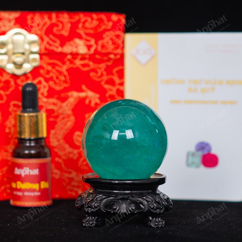 Quả Cầu Fluorite Xanh 5A 0,22kg 011-0135A-0,22