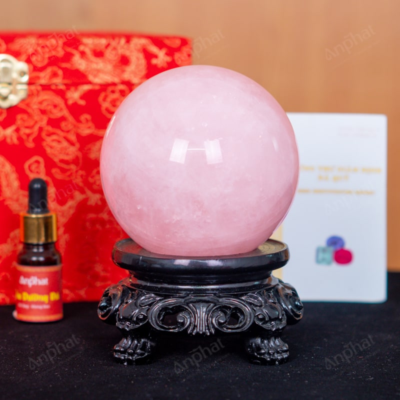 Quả Cầu Thạch Anh Hồng 4A 1,46kg 011-0764A-1,46