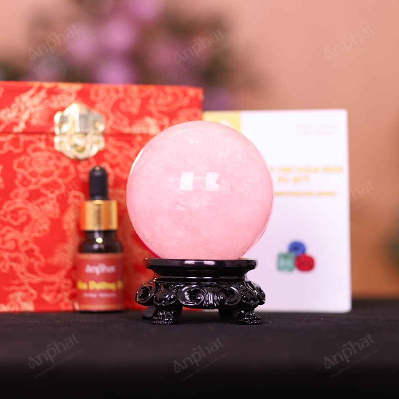Quả Cầu Thạch Anh Hồng 4A Có Sao 0,6kg 012-0764A-0,60