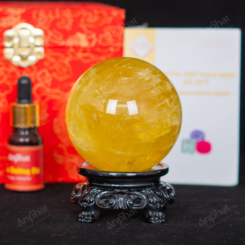 Quả Cầu Thạch Anh Vàng 4A 0,54kg 011-0914A-0,54