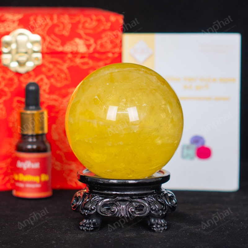 Quả Cầu Thạch Anh Vàng 4A 0,55kg 011-0914A-0,55